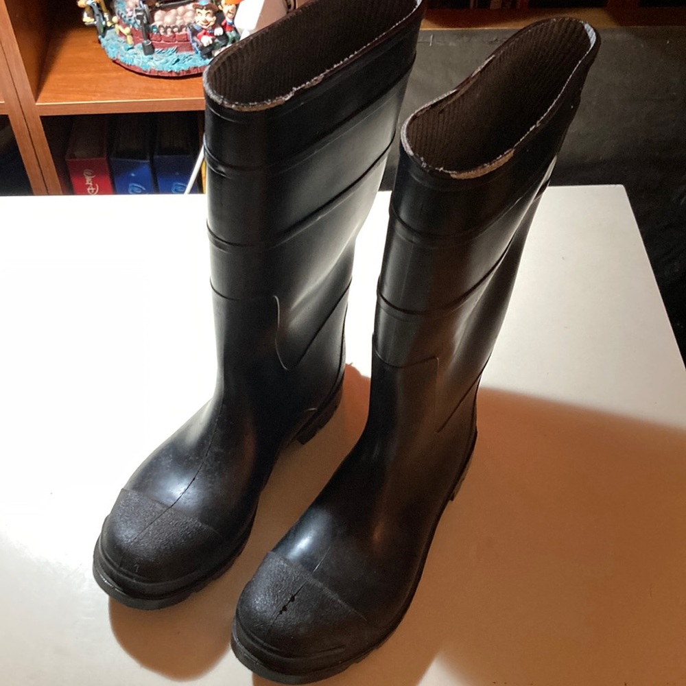 Ska Doo Mens Black Weatherproof Rubber Blazer Rain Boots